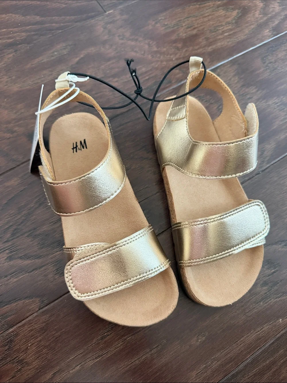 H&M Metallic Gold Velcro Sandals